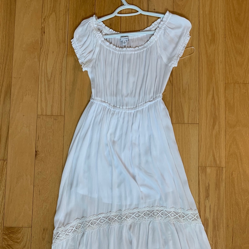 White Lace Short Sleeve Dress